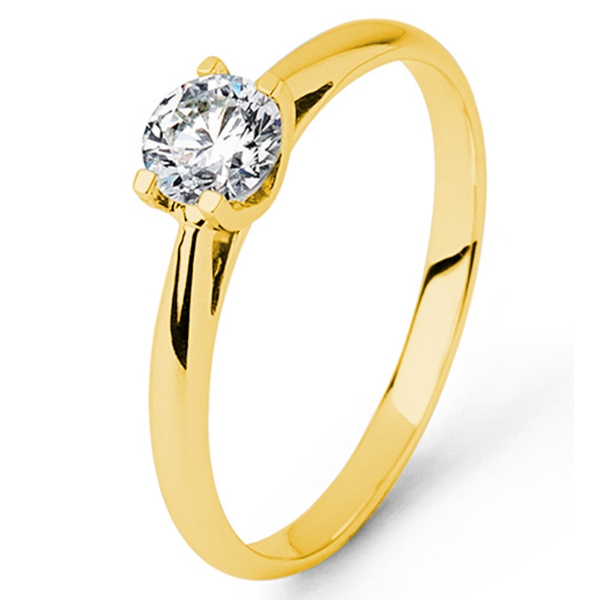 Geelgouden briljant solitaire ring foto104