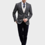 casual grijs geruite trouwpakken TP0008