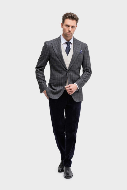 casual grijs geruite trouwpakken TP0008