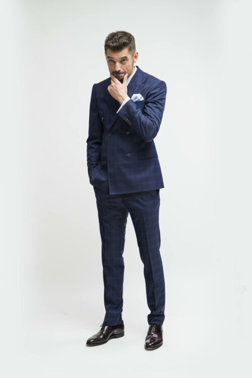 blauw geruite trouwpakken TP0031