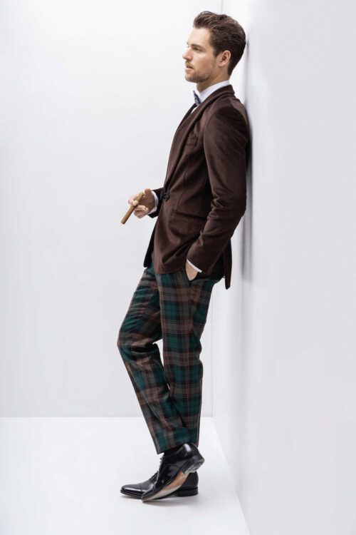 casual geruit bruine trouwpakken TP0049