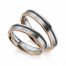 TR0483 model in grijs met rosé en zwart 4,5 mm carbon Trouwringen set kopen bestaande uit een vrouw en mannen ring met of zonder diamanten steen