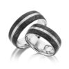 TR0509 model in grijs zwart 7,5 mm carbon Trouwringen set kopen bestaande uit een vrouw en mannen ring met of zonder diamanten steen