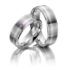 TR0511 model in grijs met wit mat glans 7 mm Trouwringen set kopen bestaande uit een vrouw en mannen ring met of zonder diamanten steen