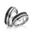 TR0536 model in grijs zwart 8 mm carbon Trouwringen set kopen bestaande uit een vrouw en mannen ring met of zonder diamanten steen
