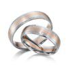 TR0578 model in wit met rood glans mat 5,5 mm Trouwringen set kopen bestaande uit een vrouw en mannen ring met of zonder diamanten steen