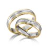 TR0579 model in wit met geel mat glans 5,5 mm Trouwringen set kopen bestaande uit een vrouw en mannen ring met of zonder diamanten steen
