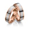 TR0581 model in rood wit glans mat 5,5 mm roodgouden Trouwringen set kopen bestaande uit een vrouw en mannen ring met of zonder diamanten steen