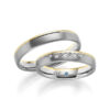 TR0613 model in wit met geel mat glans 4 mm Trouwringen set kopen bestaande uit een vrouw en mannen ring met of zonder diamanten steen