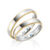 TR0640 model in wit met geel glanzend 4 mm Trouwringen set kopen bestaande uit een vrouw en mannen ring met of zonder diamanten steen
