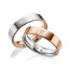 TR0648 model in glanzend rood wit 5 mm roodgouden Trouwringen set kopen bestaande uit een vrouw en mannen ring met of zonder diamanten steen