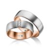TR0671 model in wit met rood mat 6,5 mm Trouwringen set kopen bestaande uit een vrouw en mannen ring met of zonder diamanten steen