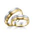 TR0697 model in geel en wit fijn mat 6 mm Trouwringen set kopen bestaande uit een vrouw en mannen ring met of zonder diamanten steen