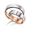 TR0761 model in wit met rood glans 5,5 mm Trouwringen set kopen bestaande uit een vrouw en mannen ring met of zonder diamanten steen