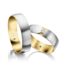 TR0789 model in wit met geel mat 6 mm Trouwringen set kopen bestaande uit een vrouw en mannen ring met of zonder diamanten steen