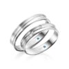 TR0809 model in fijn mat wit 4 mm Trouwringen set kopen bestaande uit een vrouw en mannen ring met of zonder diamanten steen