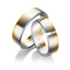 TR0847 model in geel en wit fijn mat 6 mm Trouwringen set kopen bestaande uit een vrouw en mannen ring met of zonder diamanten steen