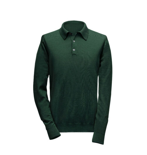 MDPL0005GR heren polo lange mouw groen