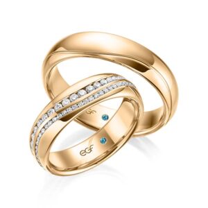 diamanten trouwringen in rosé goud