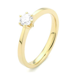 geel gouden solitaire ring met diamant