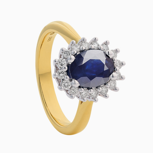 BLSVLady35GG Eclat ring geelgoud met blauw saffier