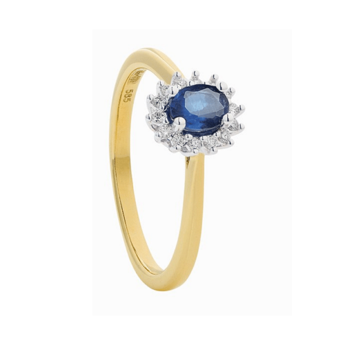 BLSVLady8GG Eclat ring geelgoud met blauw saffier