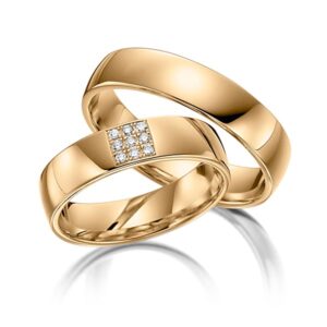 rosé gouden trouwringen rotr0501 met 9 briljant geslepen diamanten in rosé goud