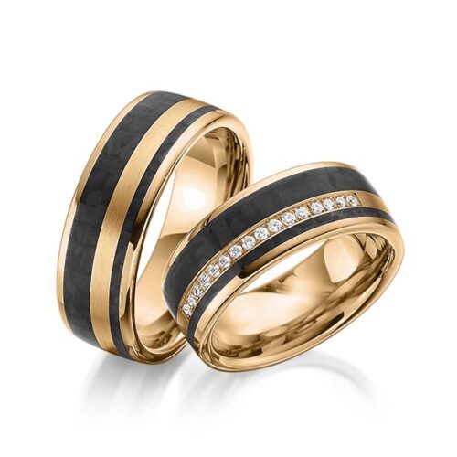 rosé gouden trouwringen rotr0536 met diamanten in rosé goud