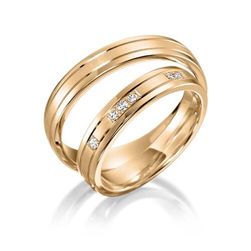 rosé gouden trouwringen rotr0555 met diamanten in rosé goud