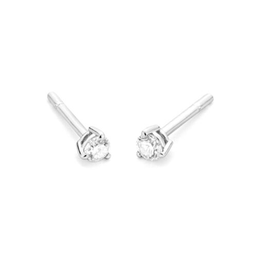 WGO0034E18 | Triat | 0,15 ct | Witgoud | 18 karaat oorbellen met briljant geslepen diamanten oorknoppen