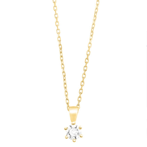 GGC0042E18 | Princes | 0,10 ct | Geelgoud | 18 karaat ketting met diamanten hanger in goud