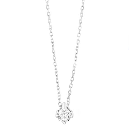 WGC0024E18 | Cross | 0,10 ct | Witgoud | 18 karaat ketting met diamanten hanger in goud