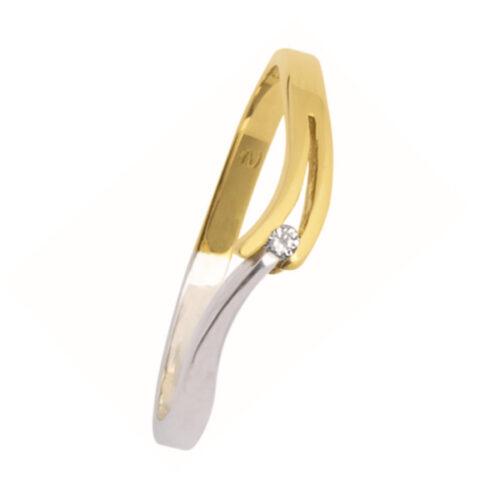 GRV0181E Eclat V-slag ring bicolor goud 0,02 ct