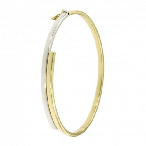 ggzsa058 fantasie 6 mm bicolor geel witgoud 14 karaat maat small 61 slavenarmband