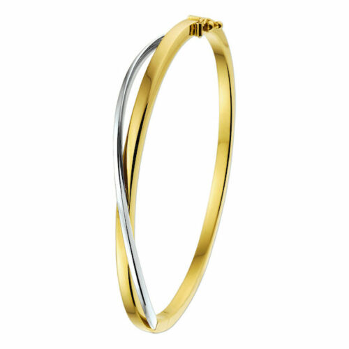 ggzsa063 fantasie 3 mm bicolor geel witgoud 14 karaat small maat 60 slavenarmband