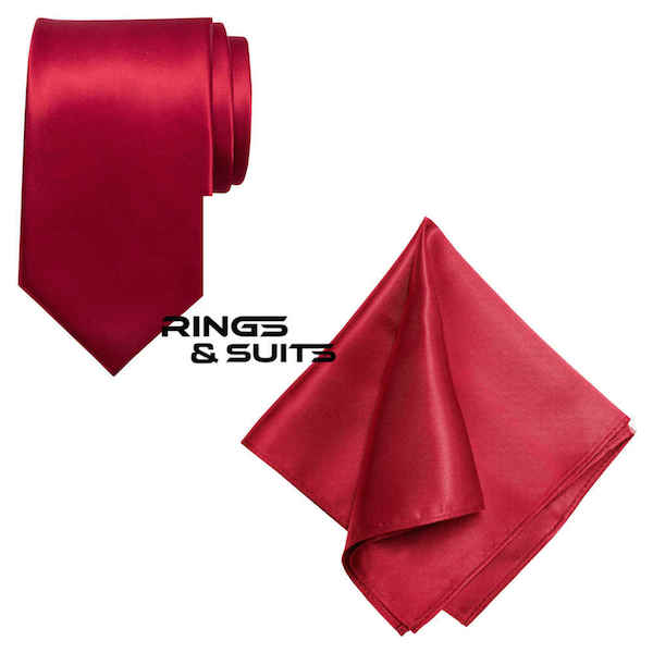 stropdas en pochet in rood 