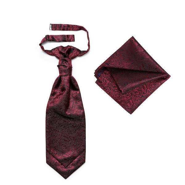 trouw plastron pochette bordeaux rood