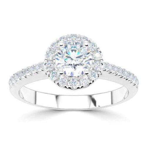 wgv0500e14 rich 0,77 ct witgoud 14 karaat Solitaire ring diamanten ring verlovingsring trouwring met diamant Halo entourage ring