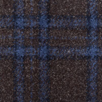 bruine stof met 9 cm blauwe ruit bouclé