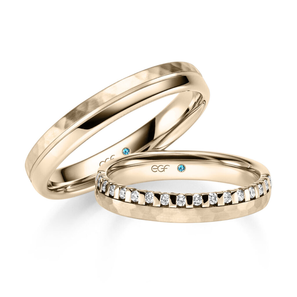 sunset gouden trouwringen met diamant