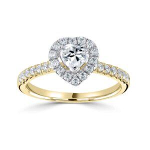 damesring geelgoud met hart vorm geslepen lab diamant