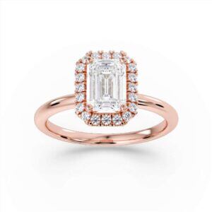 emerald cut lab grown diamant ring roodgoud