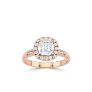 roodgouden damesring met cushion geslepen labgrown diamant